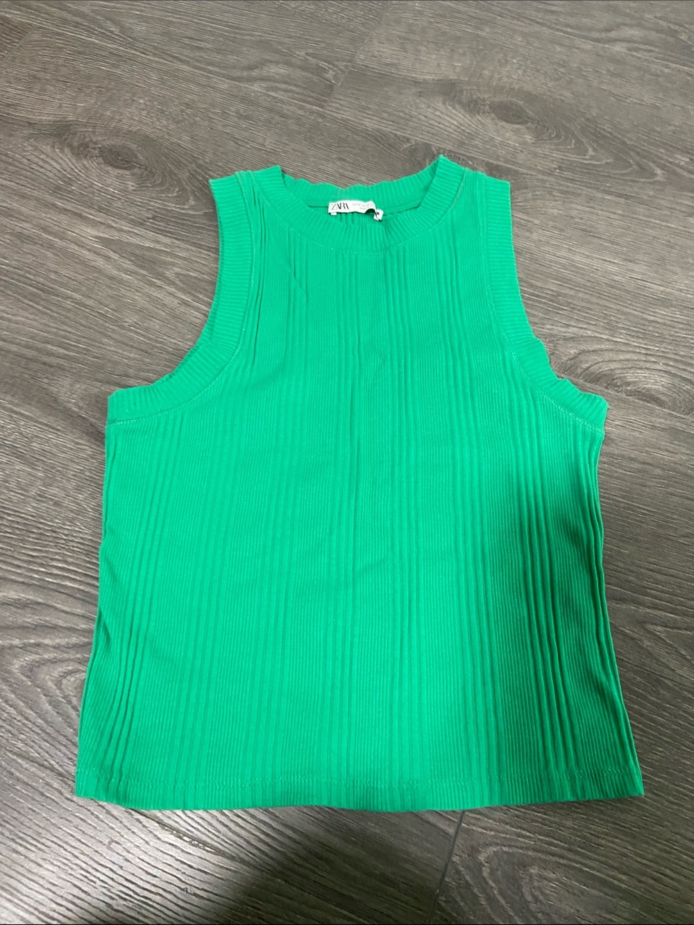 Zara Vibrant Emerald Ribbed Tank Top